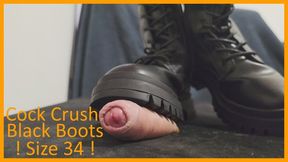 LittleShoes - Black Combat Boots Cock Crush Trample Size 34 | 039B