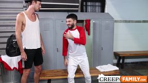 Athletic jock hard fucked raw by his hairy twink stepson