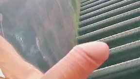 Amateur outdoor cruising: nympho cock exposed in public masturbation