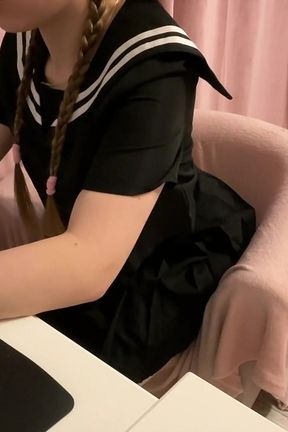 Girl in Uniform Watch Porn Masturbates