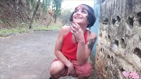 Peeing and Sucking in a Outdoor Square