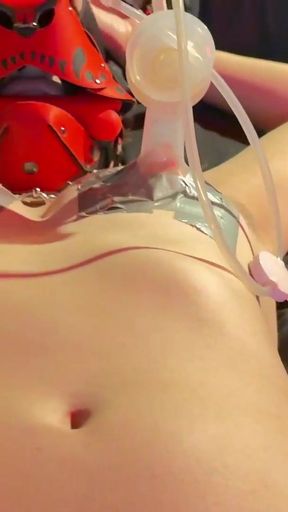 Pup girl tied up, fingered, fucked and milked with machine, watch her cum twice!   Clip 1
