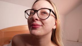 Blonde Teen In Glasses Gets Skull Fucked