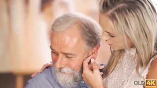 OLD4K. After passing all exams blonde has sex with her