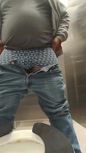 Black Daddy Pisses and Cums in Public