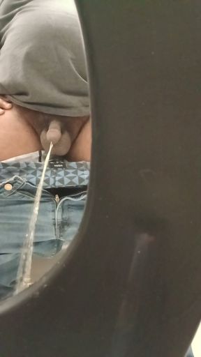 Black Daddy Pisses and Cums in Public