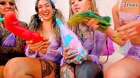Squirt Mayhem - 5 Girls Squirting on each other - ANAL Dildos, prolapse, gapes, ATM