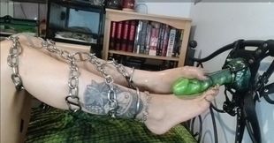 first footjob on giant monster dildo