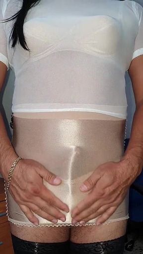 Liquid Satin Skirt and Nylon Briefs