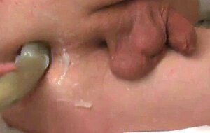 Pegging prostate and anal stretching with bizarre shovel dil