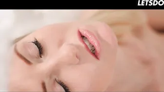 Blonde and brunette step sisters share passionate lesbian love