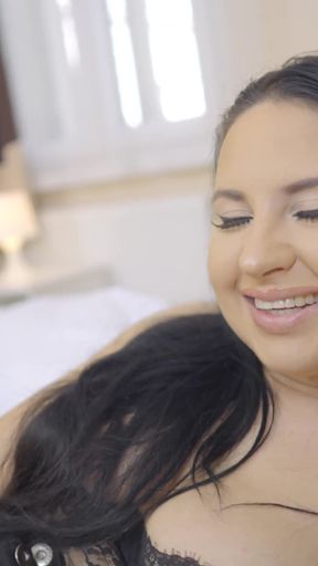 Beautiful Babe Teasing with Her Massive Black Dildo