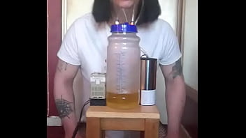 bisexual crossdresser with his portable cow milking machine part 4