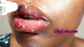 Layers of clear lip gloss