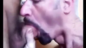 Daddy bear bareback anal fuck on public beach