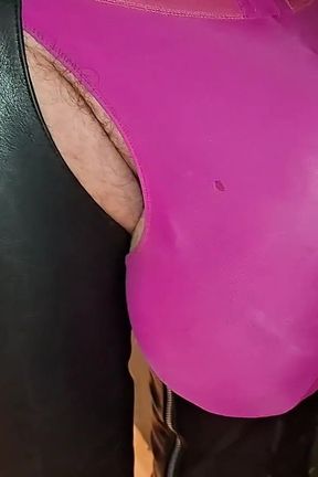 Lycrajock and Leather Chaps,mirrorfun
