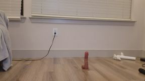 Twink in Chastity Cage Riding Dildo Fucking Machine