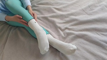 Socks over pantyhose is a great outfit for Sockjob