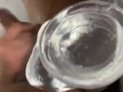 enby using clear dildo in tight ass