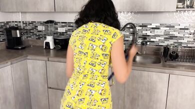 POV Latina Roommate Stuck Drawer Gushes Big Ass Cum Wild