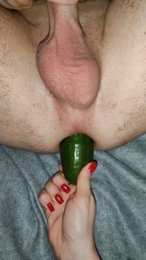 Cucumber Ass Fucking by My Wife