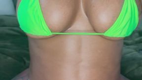 Hot Ebony coughing in a bikini