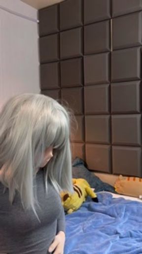 Kigurumi gets home after a night out for some more fun