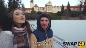 SWAP4K. A Sunday walk ended up as having a hot girl with in our bed, it was her first threesome