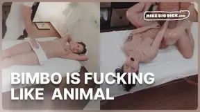 Brunette bimbo rides cock like a slutty mess