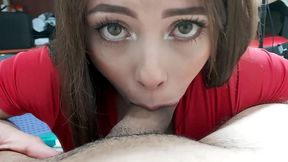 full blowjob and deep throat pov view