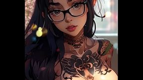 Busty AI-generated 3D curvy mom in sexy outfit on set