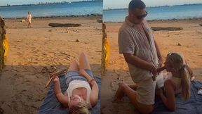 A Stranger Caught Me Masturbating At The Public Nudist Beach, I Sucked His Big Cock While I Got Off, My Husband Filmed! With Random Guy