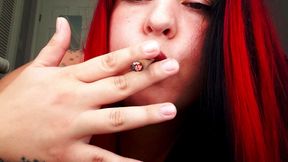 Naughty college girl smoking