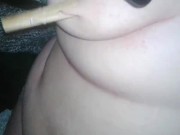 BBW self nipple torture