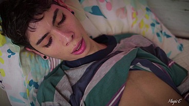Skinny Twink Masturbation Jerking my big cock with oil until I shoot a nice thick load of cum