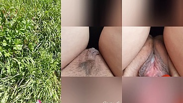 Il prato, una grotta e GretaLa eccitata e sburrata...