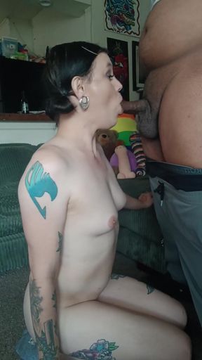 Must-share moment from "Pretty trans girl gives incredible blowjob and gets cum on her titties"