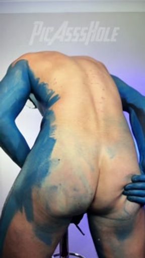 XL hung hunk painted his whole body to look like Spiderman