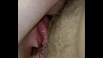 Closeup hairy pussy licking till orgasm