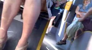 The sexy legs of a hot milf businesslady on the bus