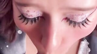 TikTok Whore Suck Dick And Got Cum On Her Face / point of view Fellatio - CyberlyCrush