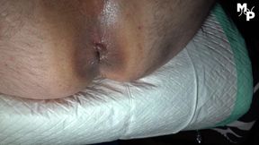 Rough anal fisting with cleaning gloves