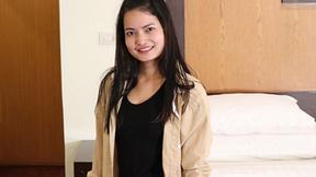 ”Comely Asian girl Duai gets creampied in the bedroom”