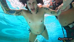 Aquaphilias- Mia Hope- The Pool Interloper Can't Swim and gets Caught- PERIL