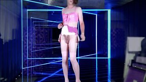 Trans crossdresser gurl striptease lap dance and riding sextoy