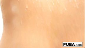 Wet t-shirt contest inside a shower as Jayden Cole makes herself cum