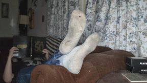 I Chill on the Living Room Couch with My Feet Propped up