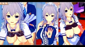 Sakuya Izayoi Teases with Busty Curves Sultry Blowjob in Koikatsu Fantasy