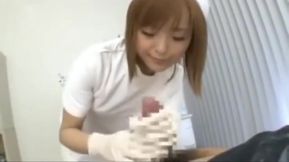 Nurse cumshot Latex glove handjob