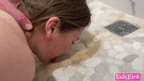 Peeing on my personal slave - Made to drink piss from floor